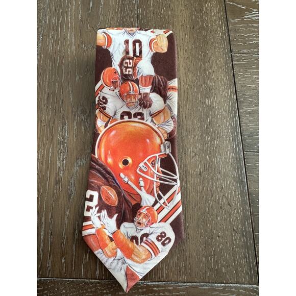 Vintage Ralph Marlin Tie Cleveland Browns 1990 Orange Brown Team Stripes - Picture 2 of 9